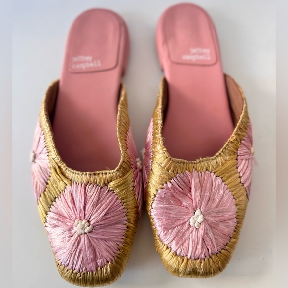 Jeffrey Campbell Mitzy Gold And Pink Slip On Mule Flats Shoes Women’s Size 8